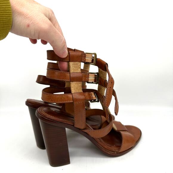 Frye Suzie Gladiator Leather Sandal Heels Cognac Brown
Womens Size 8 Strappy - Picture 7 of 14
